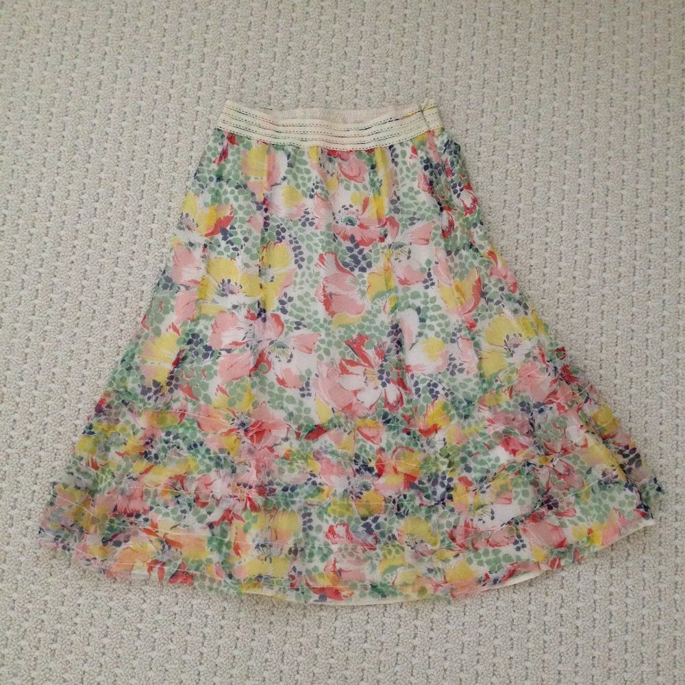 Cynthia Steffe silk chiffon flowy skirt with ruffles